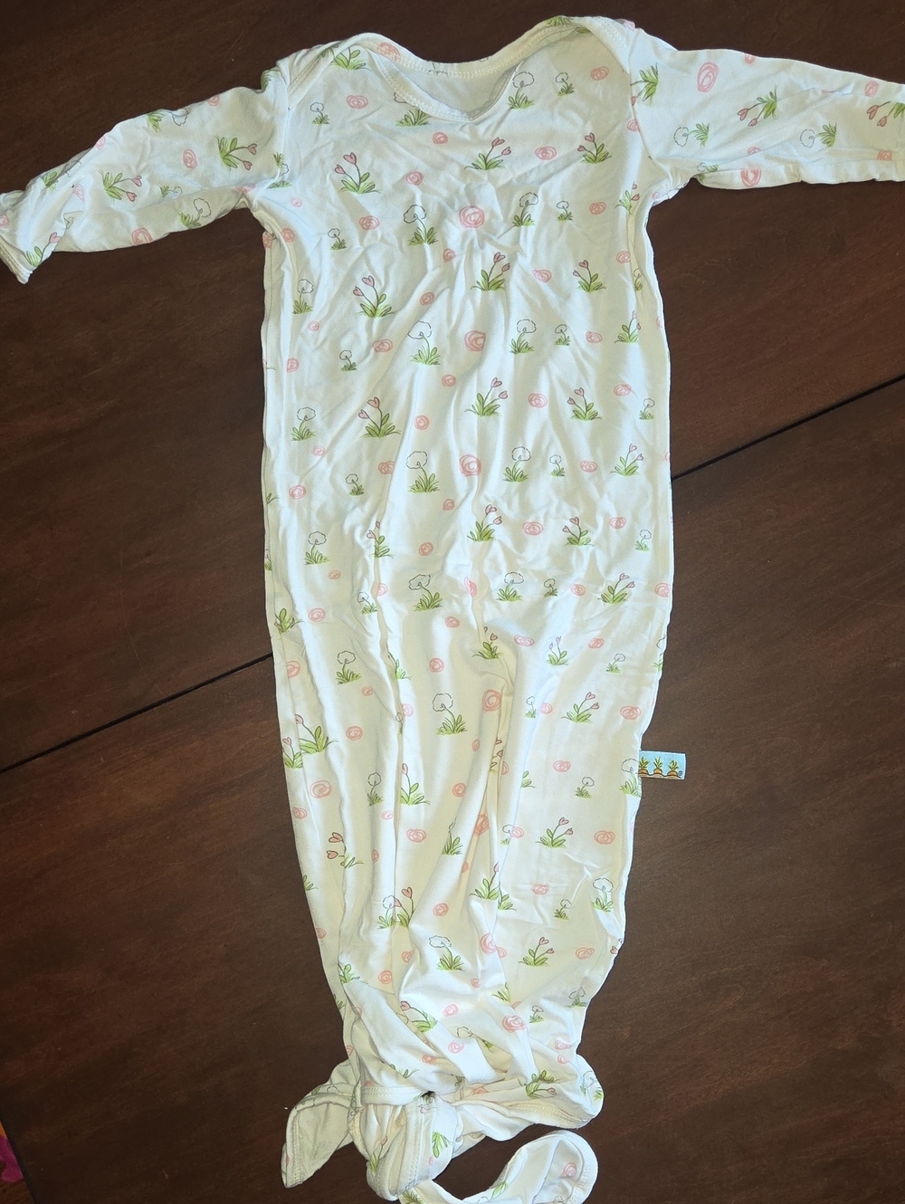 Bunnies by the Bay White Knotted Sleep Sack with Pink & Green Floral